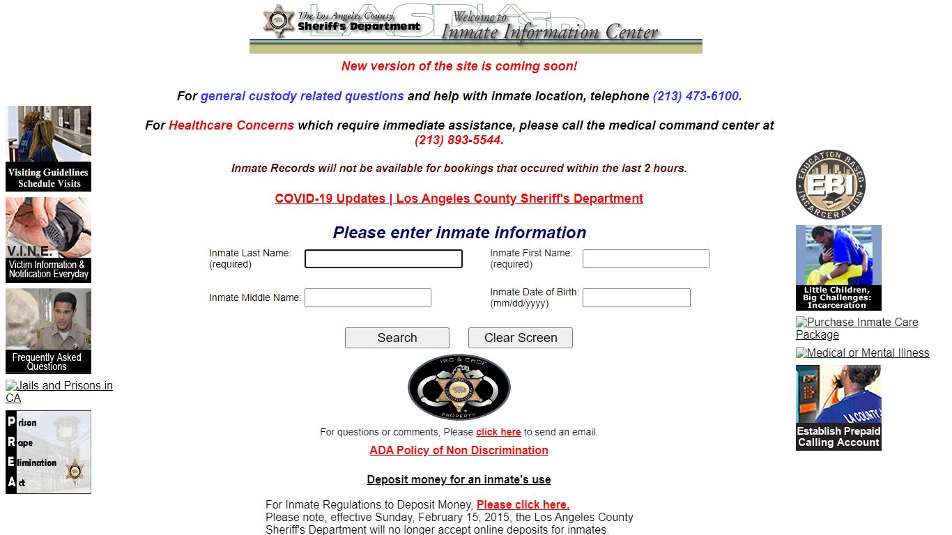 LASD Inmate Information Center - Inmate Search